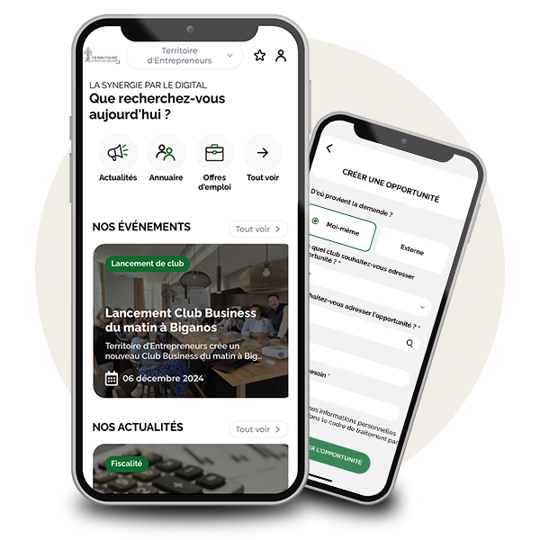 Application mobile Territoire d'Entrepreneurs