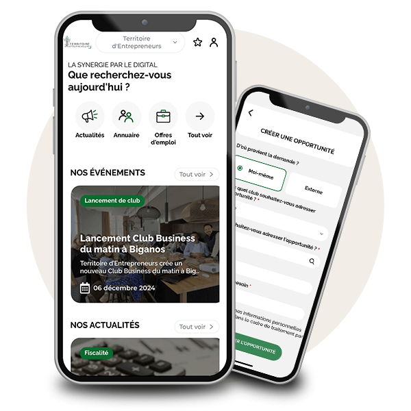 APPLICATION MOBILE TERRITOIRE D'ENTREPRENEURS