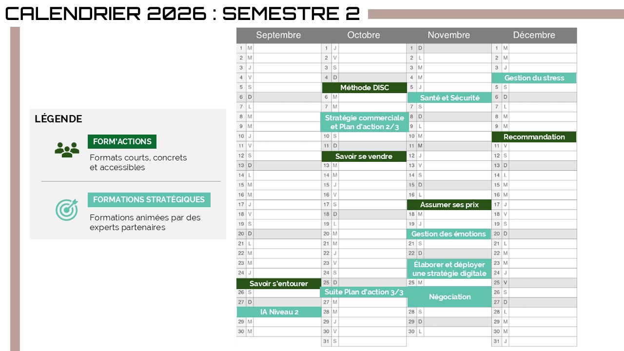 CALENDRIER S2 2026